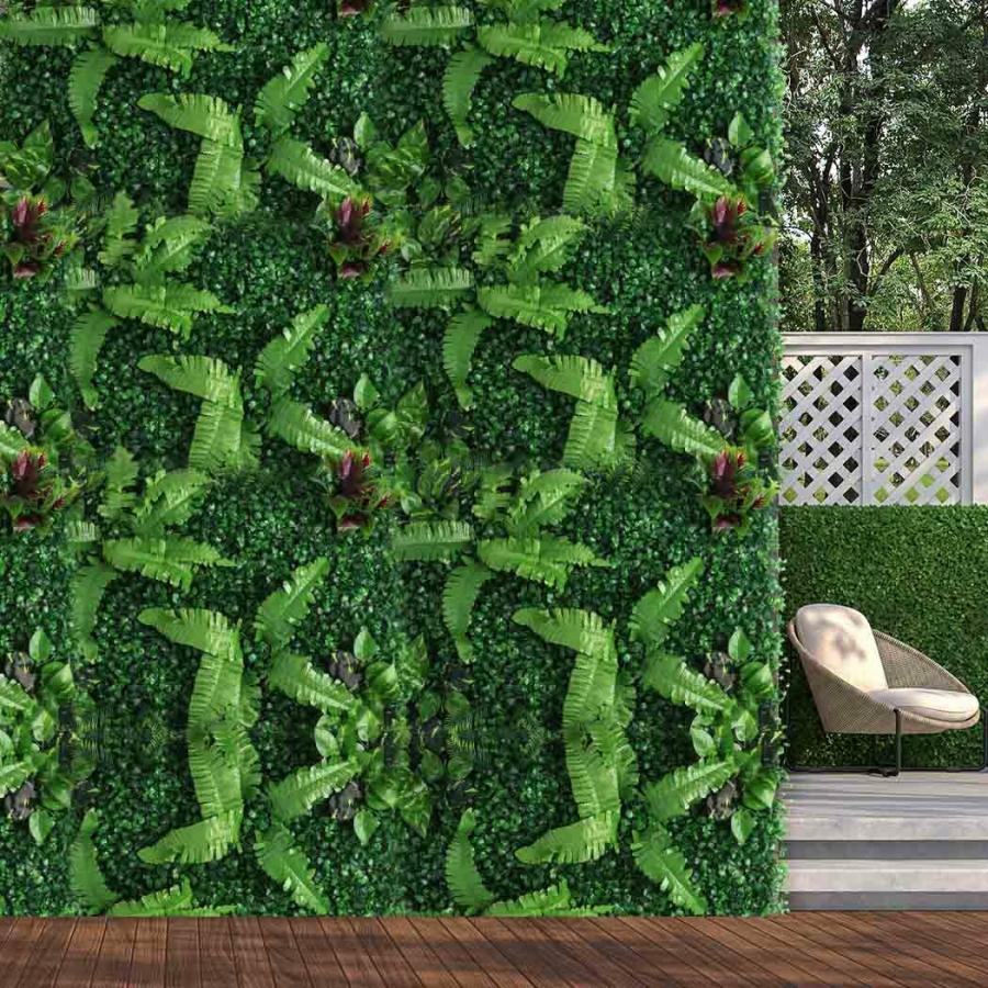 Artificial Plants |   Set Of 4 Artificial Hedge Grass Plant Hedge Fake Vertical Garden Green Wall Ivy Mat Fence Artificial Plants Artificial Plants