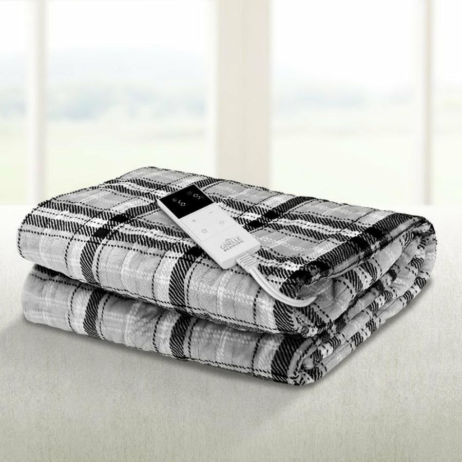 Blankets |   Watson Electric Throw Soft Blanket Rug Flannel Snuggle Washable Heated – Grey & White Beddings Blankets