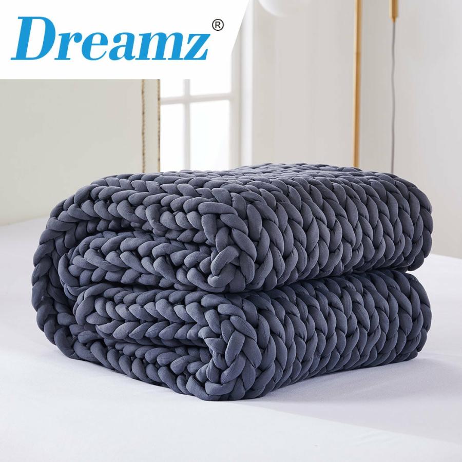 Blankets |   Whimsy Weighted Soft Blanket Knitted Chunky Bulky Knit 9Kg – Dark Grey Beddings Blankets