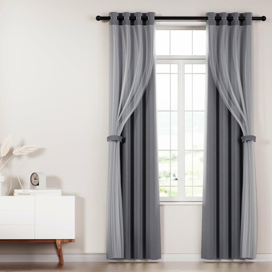 Curtain |   Set Of 2 132X160Cm Blockout Sheer Curtains Charcoal Curtain Curtain