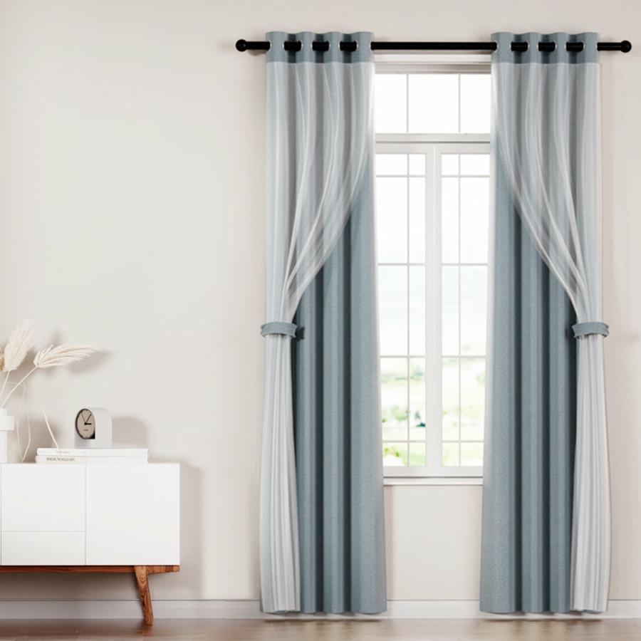 Curtain |   Set Of 2 132X160Cm Blockout Sheer Curtains Light Grey Curtain Curtain