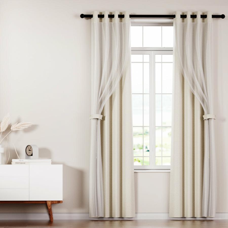 Curtain |   Set Of 2 132X242Cm Blockout Sheer Curtains Beige Curtain Curtain