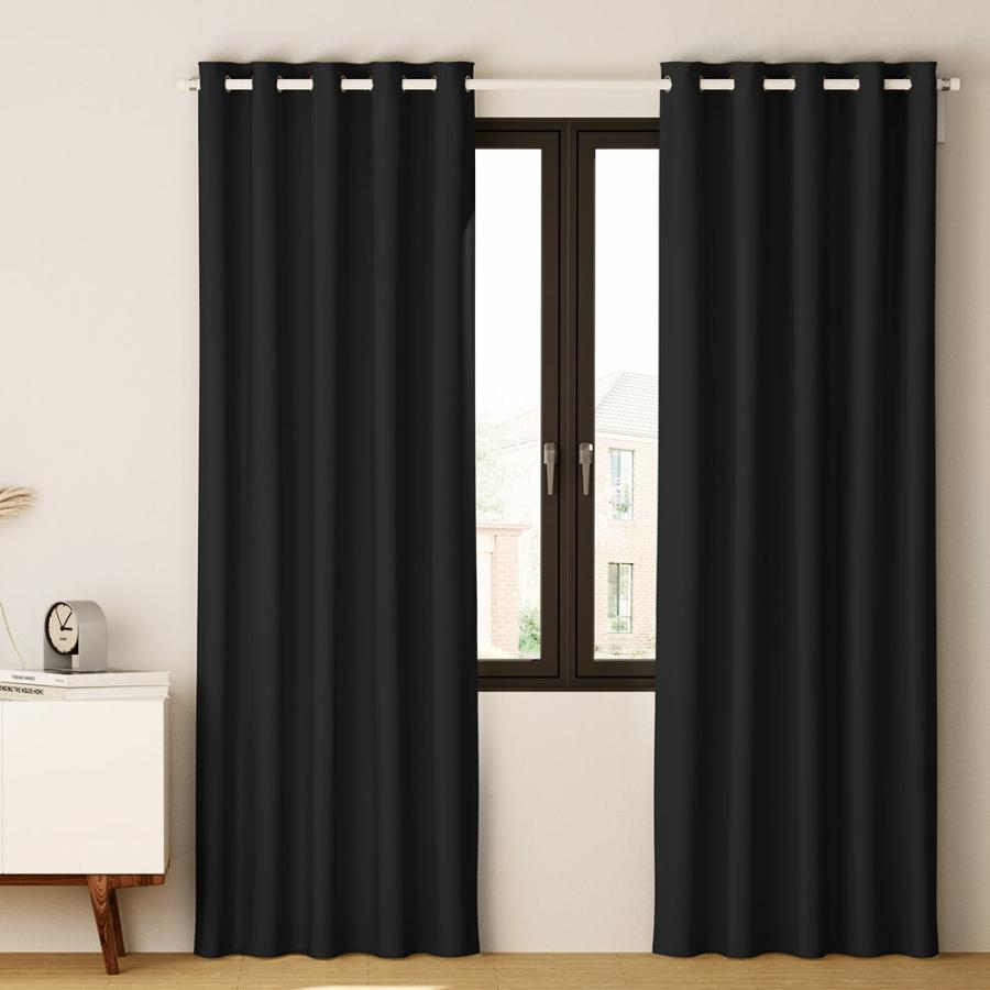 Curtain |   Set Of 2 Blockout Curtains Blackout Window Curtain Eyelet 240X230Cm Black Curtain Curtain