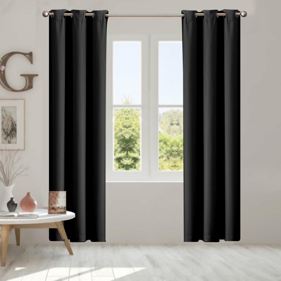 Curtain |   Set Of 2 Blockout Curtains Panels 3 Layers Eyelet Room Darkening 13Set Of 2213Cm Black Curtain Curtain