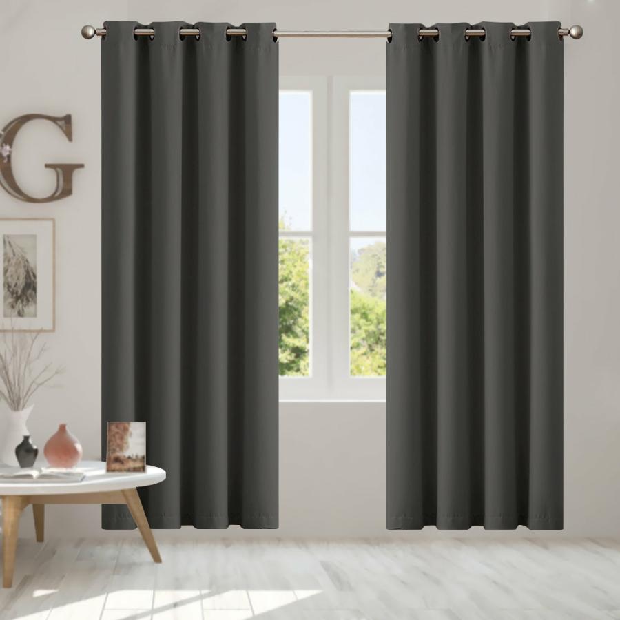 Curtain |   Set Of 2 Blockout Curtains Panels 3 Layers Eyelet Room Darkening 140X230Cm Charcoal Curtain Curtain