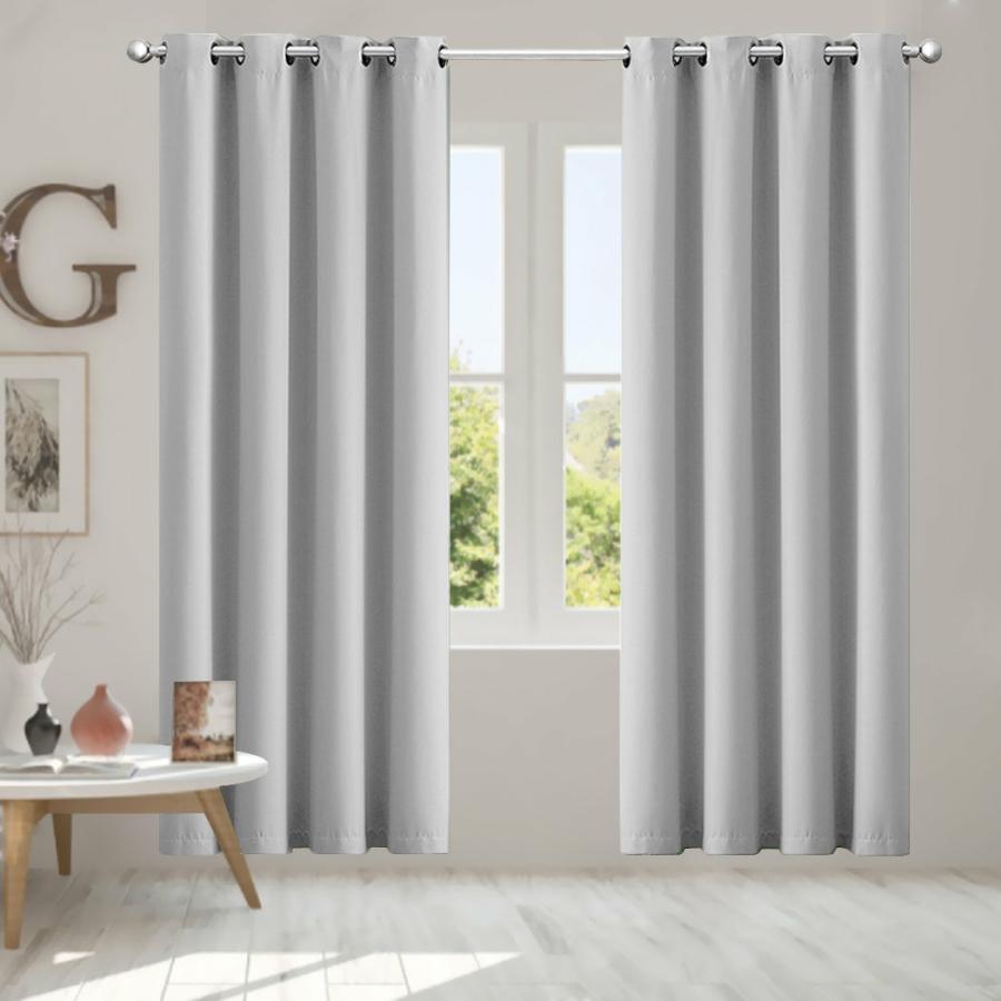 Curtain |   Set Of 2 Blockout Curtains Panels 3 Layers Eyelet Room Darkening 140X230Cm Grey Curtain Curtain