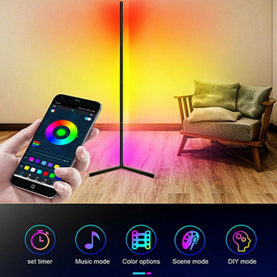 Floor Lamps |   156Cm Remote Control Rgb Led Floor Lamp Corner Light Stand Gaming Room Decor Floor Lamps Floor Lamps