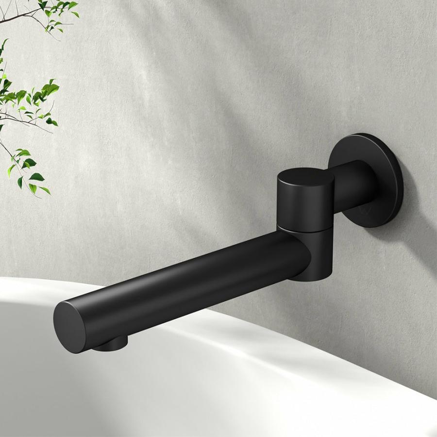 Kitchen Taps |   Bathroom Mixer Spout Wall Bath Tap Round Swivel Bathtub Black Kitchen & Laundry Kitchen Taps