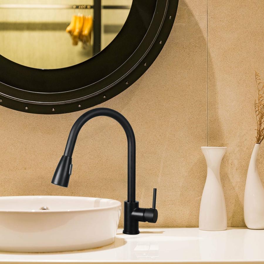 Kitchen Taps |   Kitchen Faucet Extender Tap Pull Out Brass Mixer Taps Sink Vanity Swivel Wels Black Kitchen & Laundry Kitchen Taps