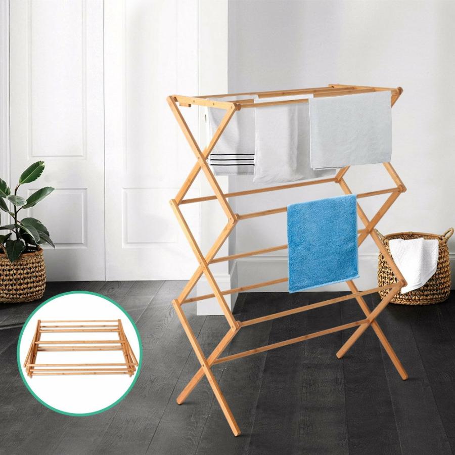 Laundry |   Clothes Rack Airer Foldable Bamboo Drying Laundry Dryer Garment Hanger Kitchen & Laundry Laundry