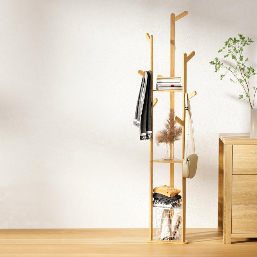 Laundry |   Clothes Rack Coat Stand 165Cm 9 Hooks Tree Shelf – Bamboo Kitchen & Laundry Laundry