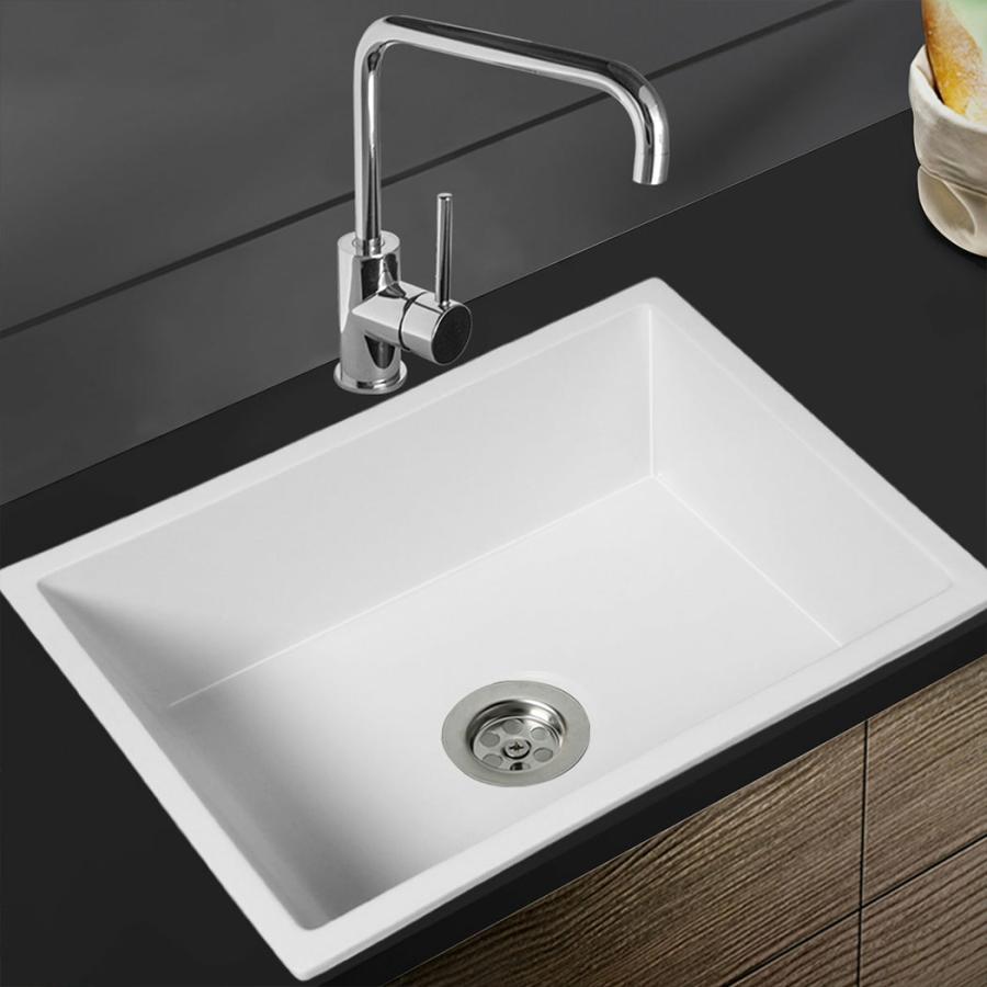 Laundry |   Granite Kitchen Sink Laundry Stone Sinks Top Undermount Single Bowl White Kitchen & Laundry Laundry