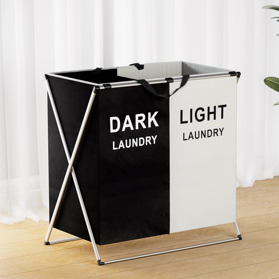 Laundry |   Laundry Basket Hamper Large Foldable Washing Clothes Storage 2 Sections Kitchen & Laundry Laundry