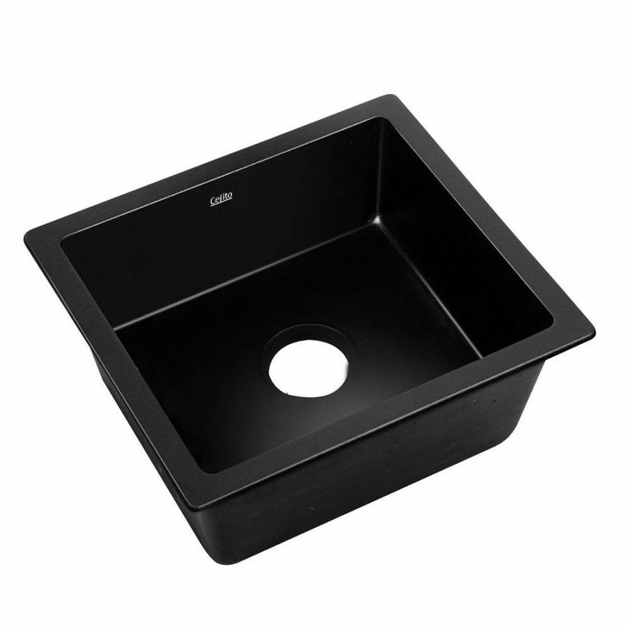 Laundry |   Stone Kitchen Sink 460X410Mm Granite Under/Topmount Basin Bowl Laundry Black Kitchen & Laundry Laundry