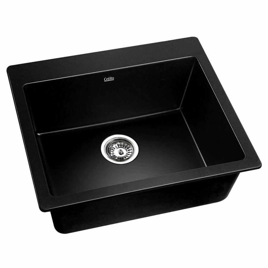 Laundry |   Stone Kitchen Sink 570X500Mm Granite Under Or Top Mount Basin Bowl Laundry Black Kitchen & Laundry Laundry