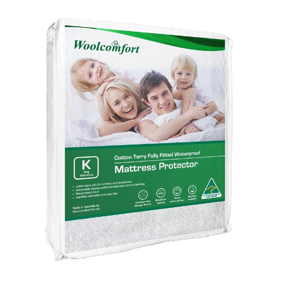 Mattress Protector |   King Terry Cotton Fully Fitted Waterproof Mattress Protector – White Beddings Mattress Protector