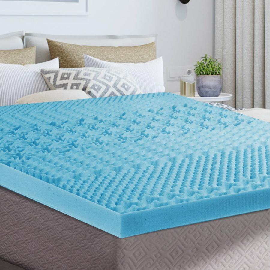 Mattress Toppers |   King Single 7 Zone Cool Mattress Topper Memory – Blue Beddings Mattress Toppers