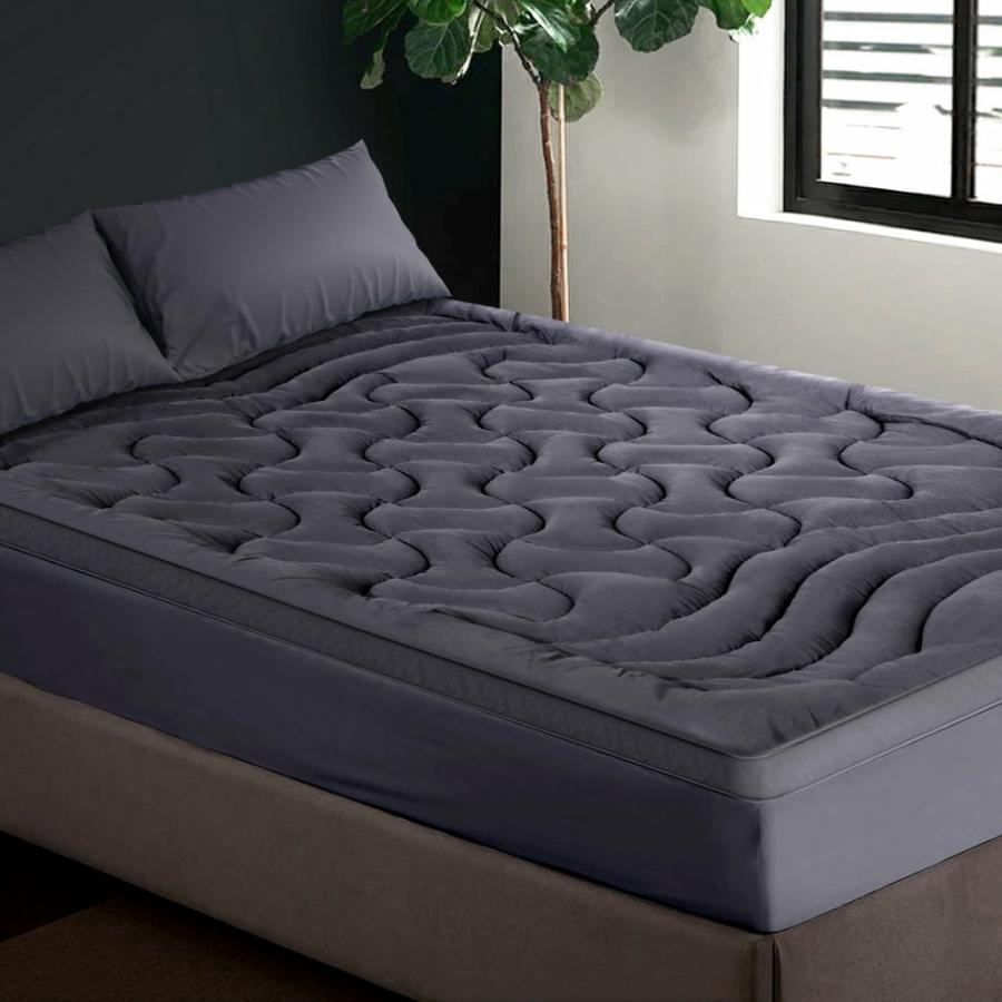 Mattress Toppers |   Queen 3 Zone Mattress Topper Pillowtop – Charcoal Beddings Mattress Toppers