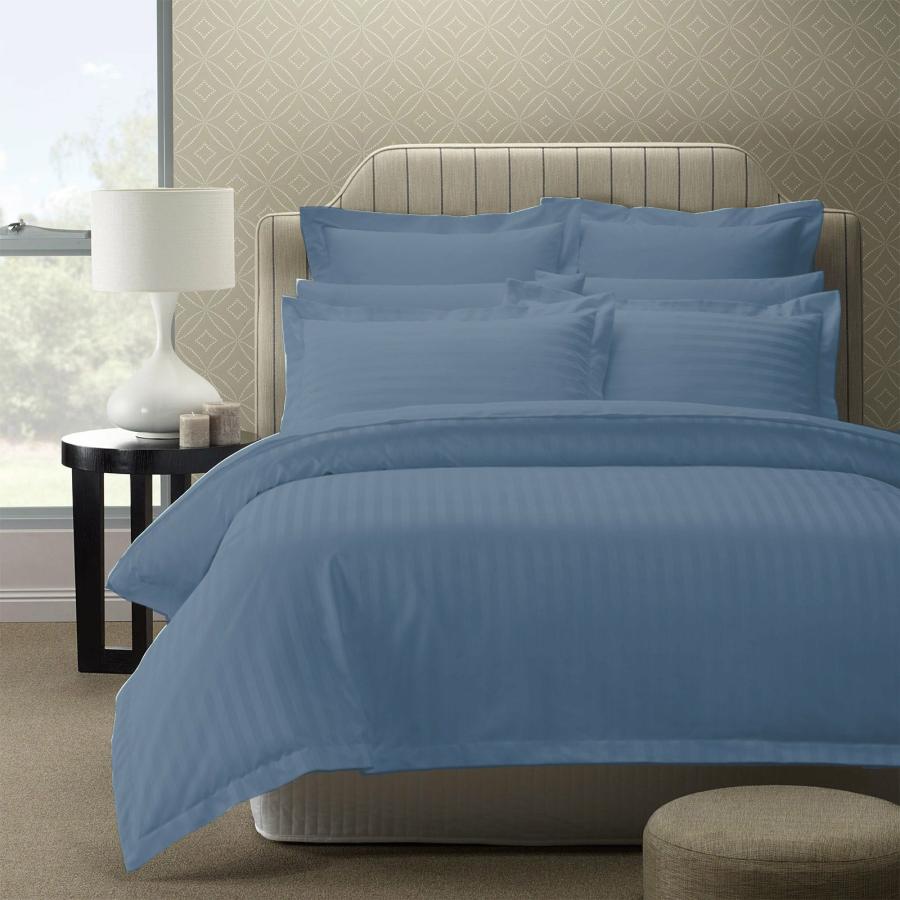 Quilt Covers |   Queen 1200Tc Quilt Cover Set Damask Cotton Blend Luxury Sateen Bedding – Blue Fog Beddings Quilt Covers