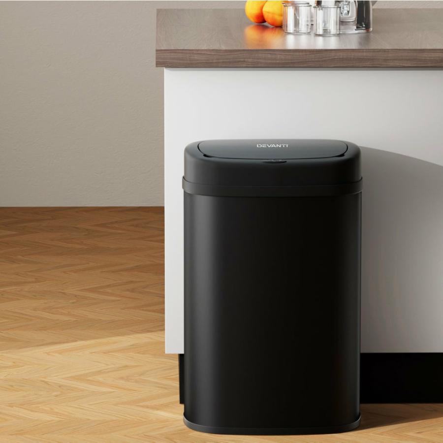 Rubbish Bins |   50L Sensor Bin Motion Rubbish Automatic – Black Kitchen & Laundry Rubbish Bins