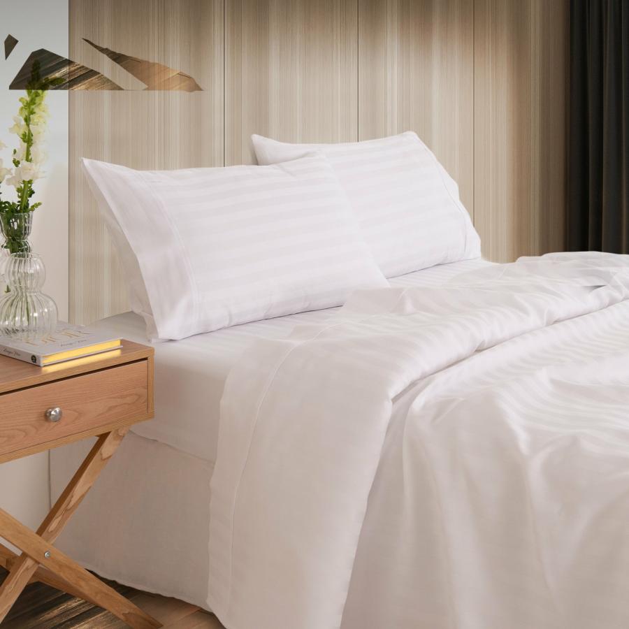 Sheets |   Double 1200Tc Cotton Sheet Set In Stripe – White Beddings Sheets