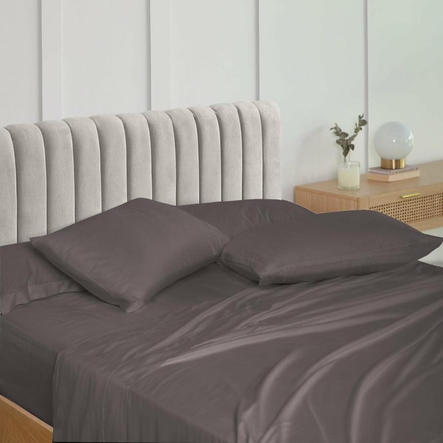 Sheets |   Double 1500Tc Cotton Rich Fitted 4Piece Sheet Sets – Dusk Grey Beddings Sheets