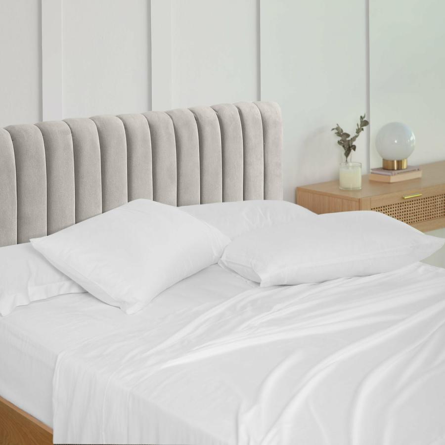 Sheets |   Double 1500Tc Cotton Rich Fitted 4Piece Sheet Sets – White Beddings Sheets