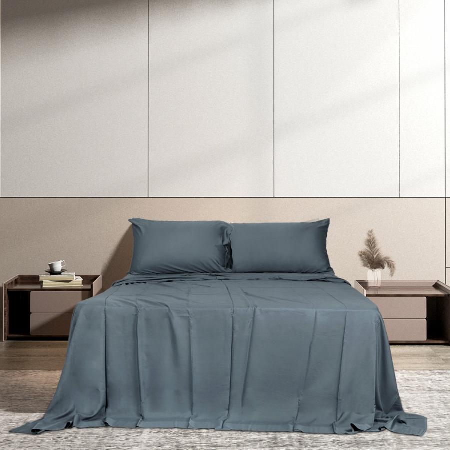 Sheets |   Double 4-Piece 100% Bamboo Bed Sheet Set – Charcoal Beddings Sheets