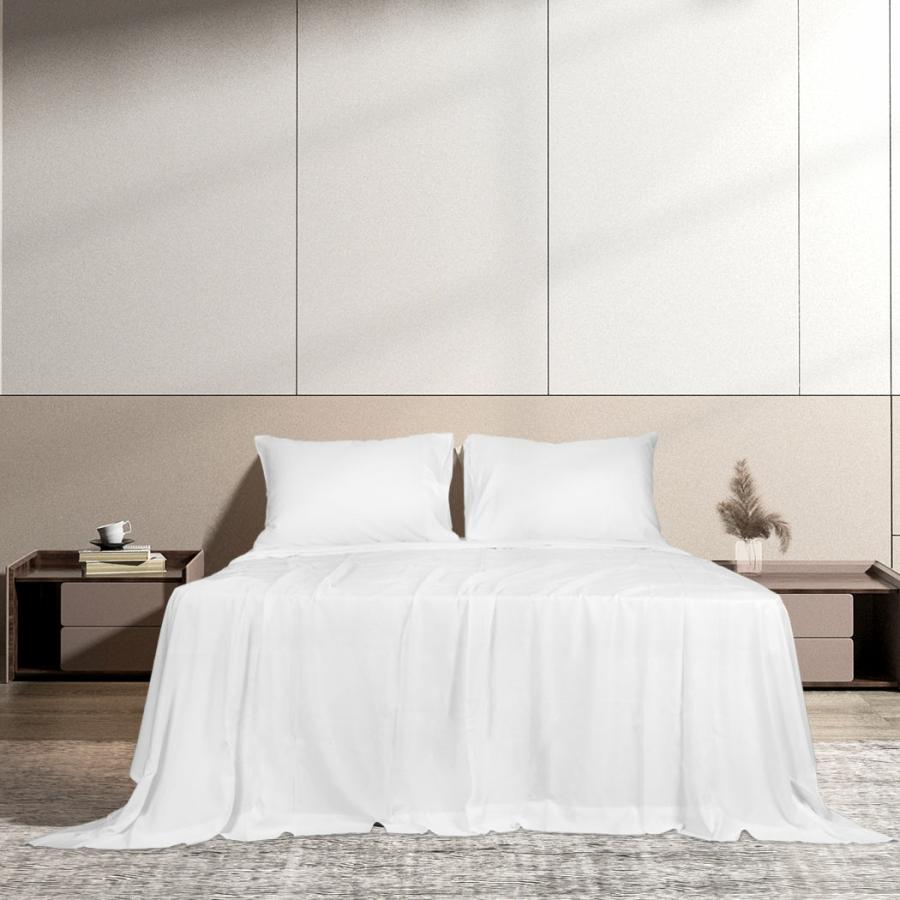 Sheets |   Double 4-Piece 100% Bamboo Bed Sheet Set – White Beddings Sheets