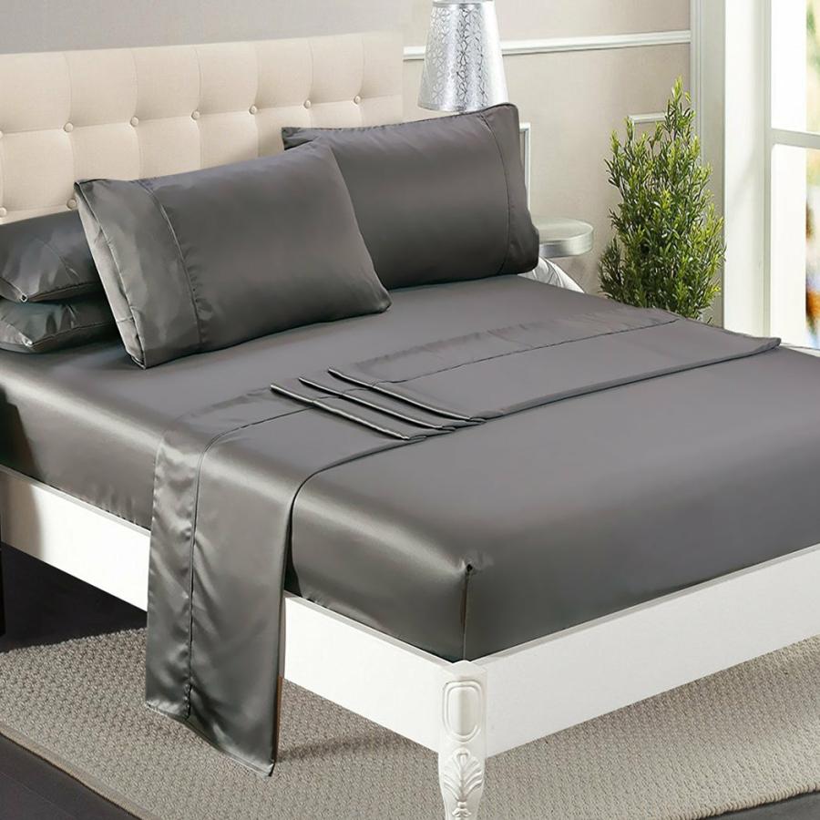 Sheets |   Double Sheets Fitted Flat Bed Sheet Pillowcases – Summer Grey Beddings Sheets