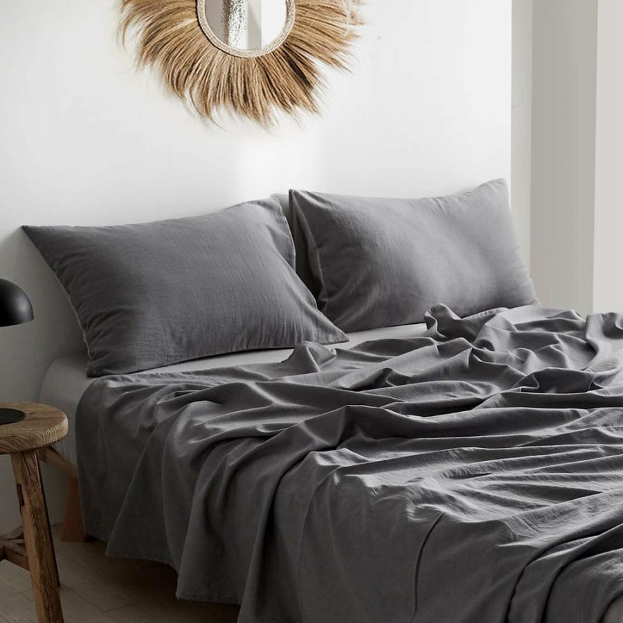 Sheets |   Double Washed Cotton Sheet Set – Grey Beddings Sheets