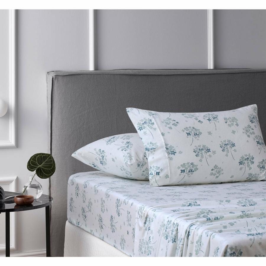 Sheets |   King Accessorize Cotton Flannelette Sheet Set Flower – Light Blue King Beddings Sheets