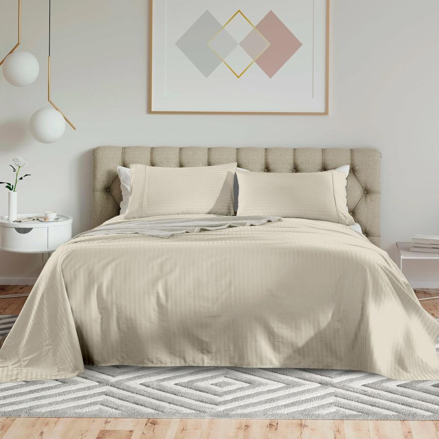 Sheets |   Queen 1200Tc Cotton Sheet Set In Stripe – Sand Beddings Sheets