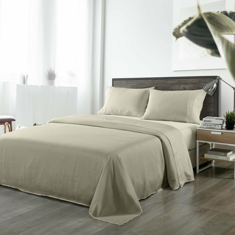 Sheets |   Queen Blended Bamboo Sheet Set – Oatmeal Beddings Sheets