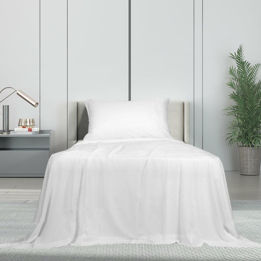 Sheets |   Single 3-Piece 100% Bamboo Bed Sheet Set – White Beddings Sheets