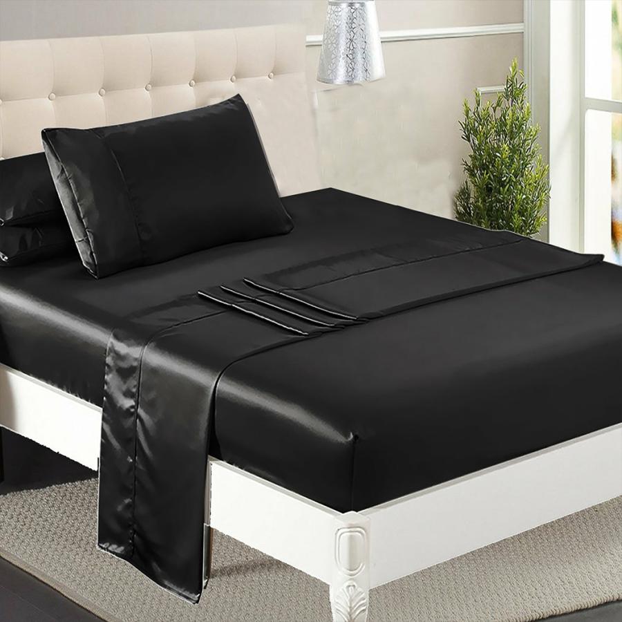 Sheets |   Single Sheets Fitted Flat Bed Sheet Pillowcases – Black Beddings Sheets