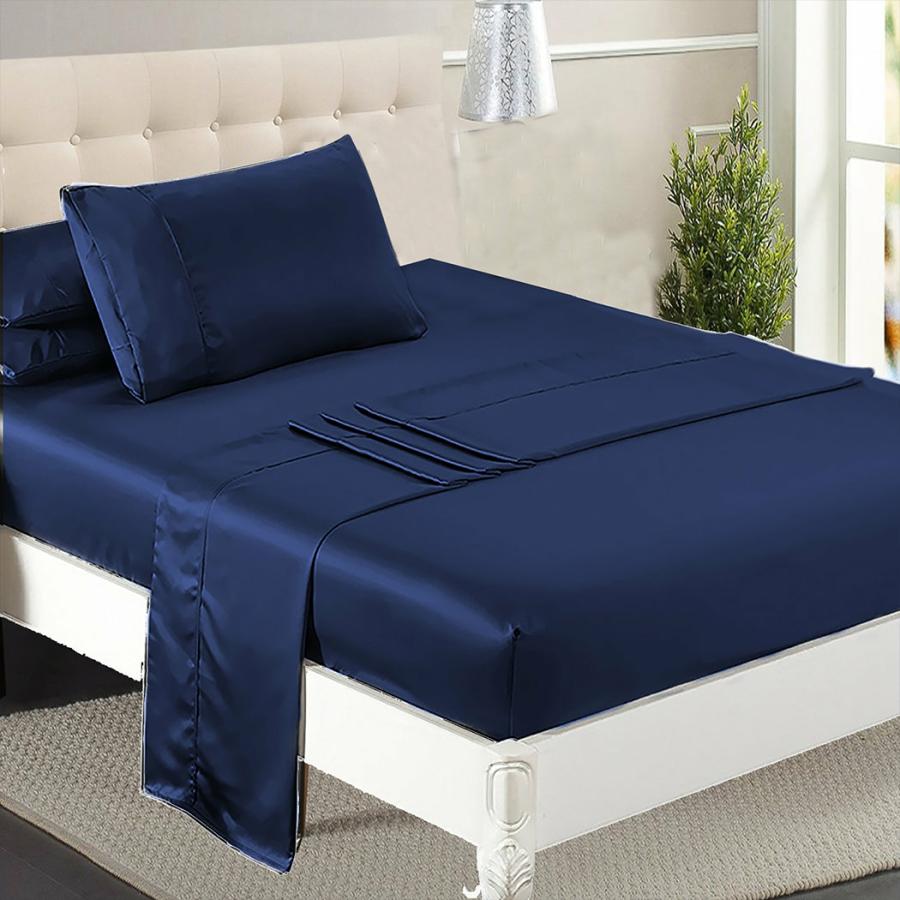 Sheets |   Single Sheets Fitted Flat Bed Sheet Pillowcases – Blue Beddings Sheets