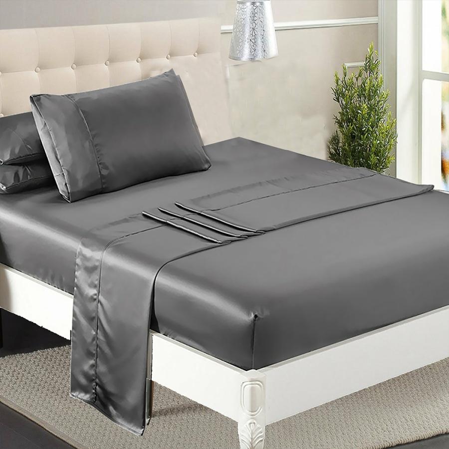 Sheets |   Single Sheets Fitted Flat Bed Sheet Pillowcases – Summer Grey Beddings Sheets