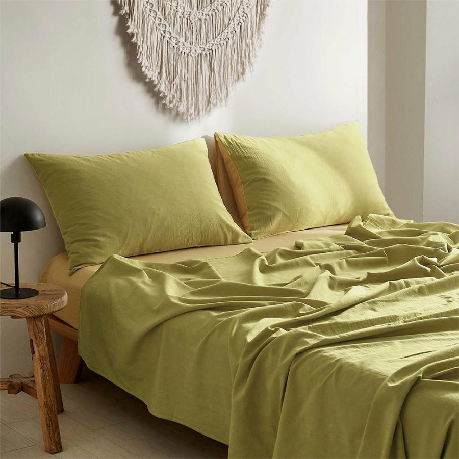 Sheets |   Single Washed Cotton Sheet Set – Yellow Beddings Sheets