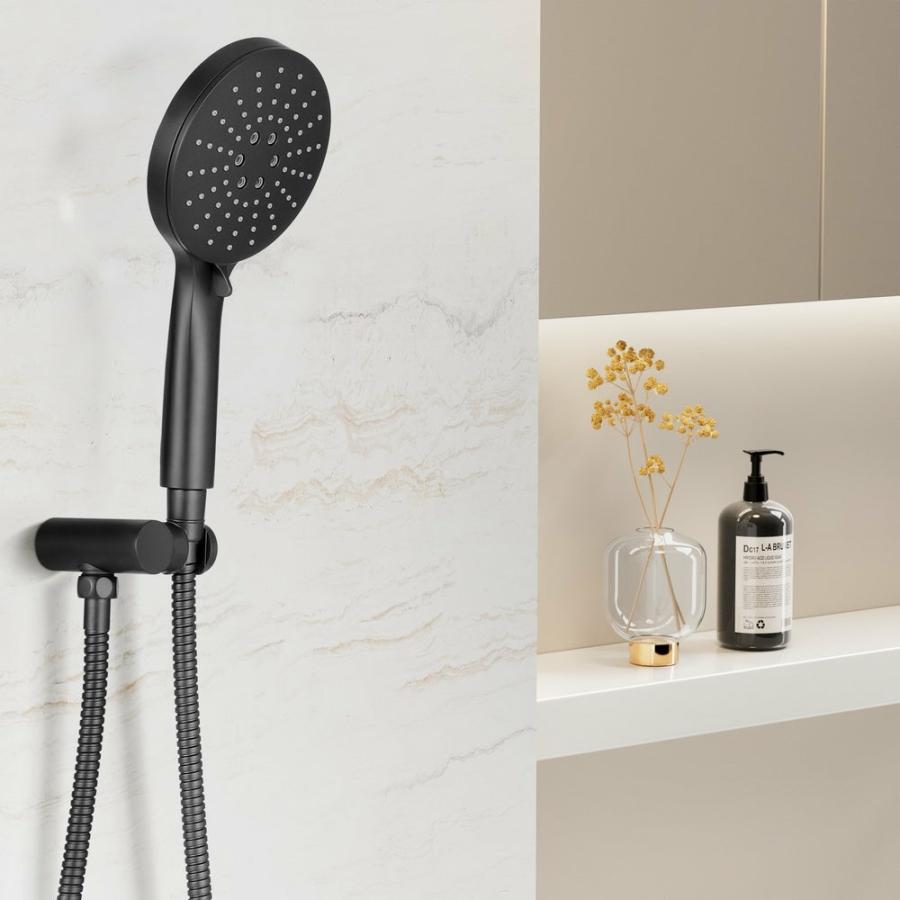 Shower Heads |   Handheld Shower Head Holder 4.7" High Pressure – Black Bathroom Shower Heads