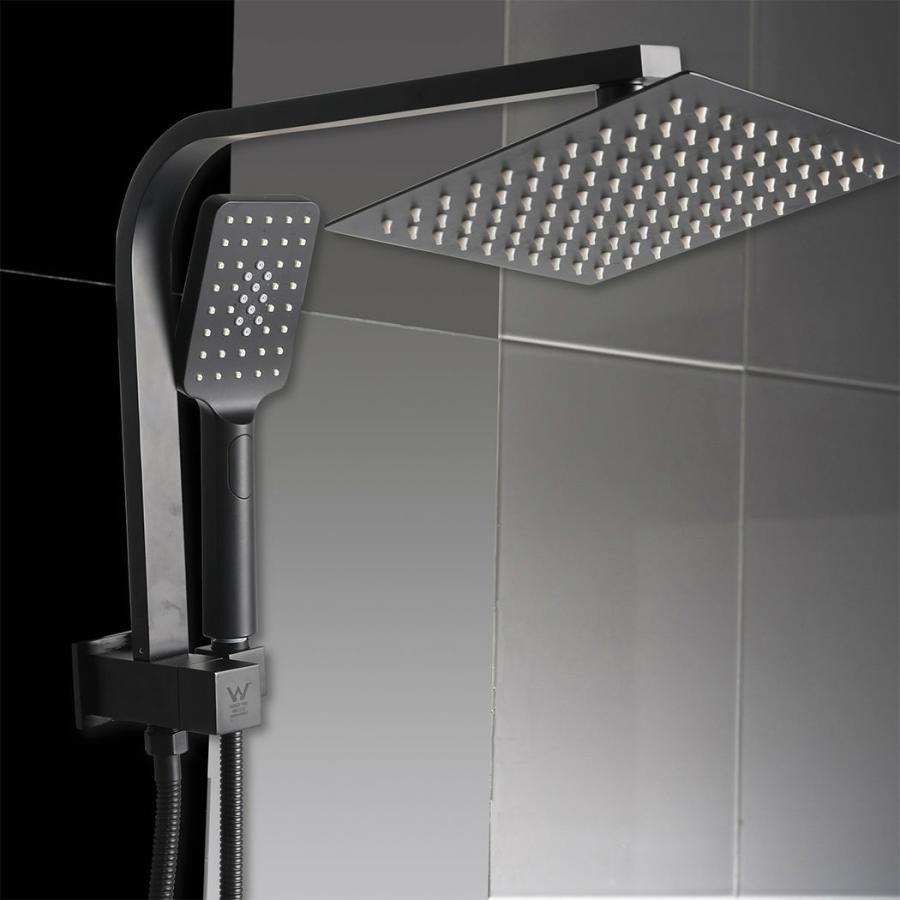 Shower Heads |   Rain Shower Head Set Black Square Brass Taps Mixer Handheld High Pressure Bathroom Shower Heads