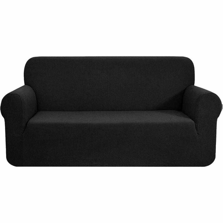 Sofa Covers |   Polyester 2-Seater Jacquard Sofa Cover – Black Homeware Sofa Covers