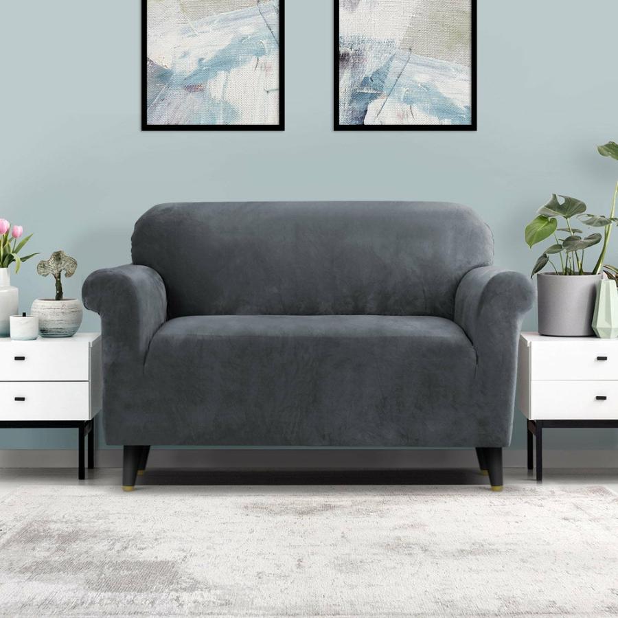 Sofa Covers |   Velvet Sofa Cover Plush Couch Cover Lounge Slipcover 2-Seater Grey Homeware Sofa Covers