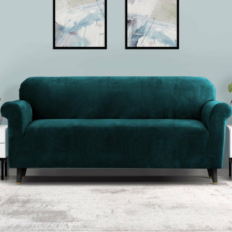 Sofa Covers |   Velvet Sofa Cover Plush Couch Cover Lounge Slipcover 4-Seater Agate Green Homeware Sofa Covers