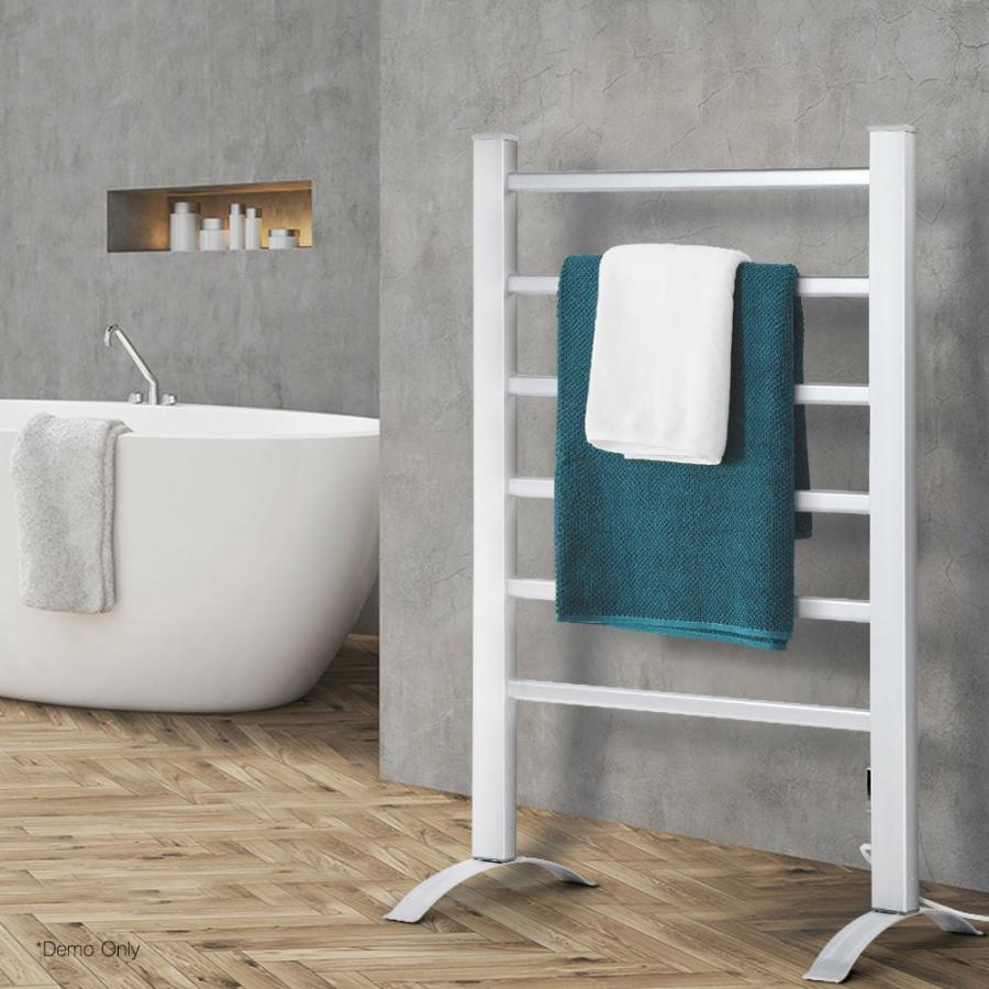 Towel Rails |   Electric Heated Towel Rail Rack 6 Bars Freestanding Clothes Dry Warmer Bathroom Towel Rails