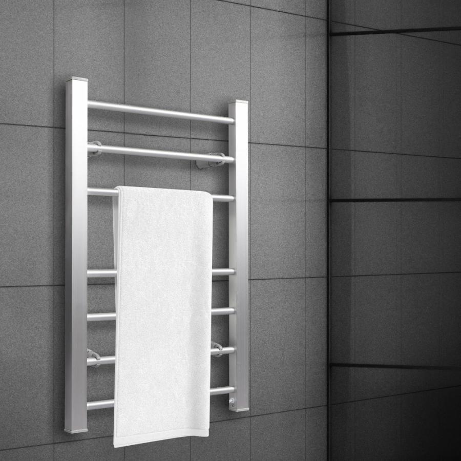 Towel Rails |   Heated Towel Rail Warmer Rack Wall Mounted – Silver Bathroom Towel Rails