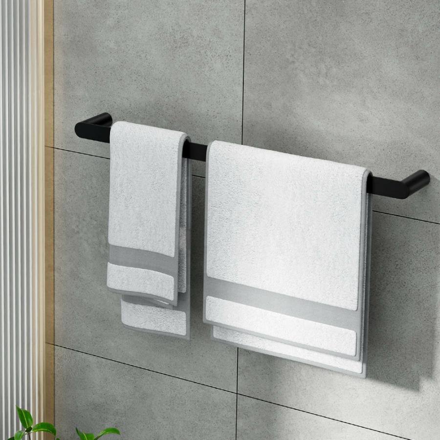 Towel Rails |   Towel Rail Rack Holder Single 600Mm Wall Mounted Stainless Steel – Black Bathroom Towel Rails