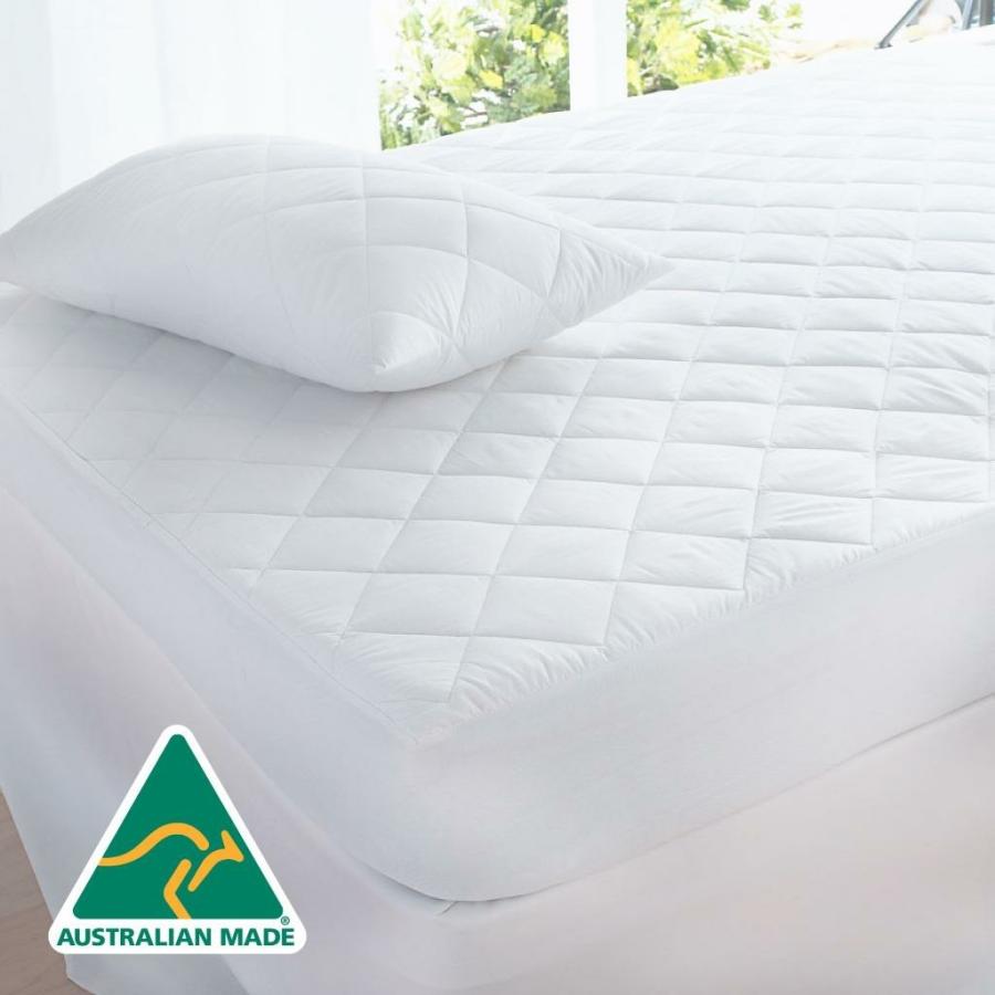 Mattress Protector |   King Aus Made Fully Fitted Cotton Quilted Mattress Protector – White Beddings Mattress Protector