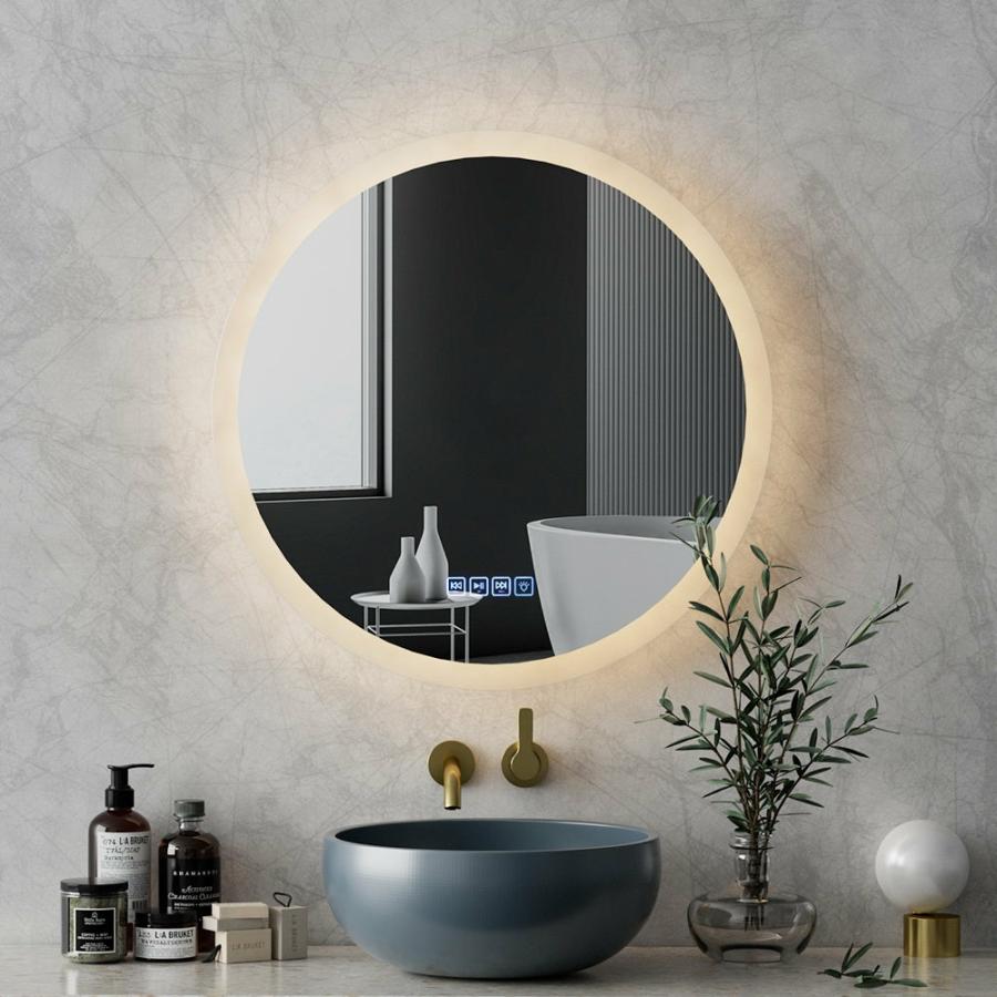 Mirrors |   Bluetooth Led Wall Mirror With Light 60Cm Bathroom Decor Round Mirrors Homeware Mirrors