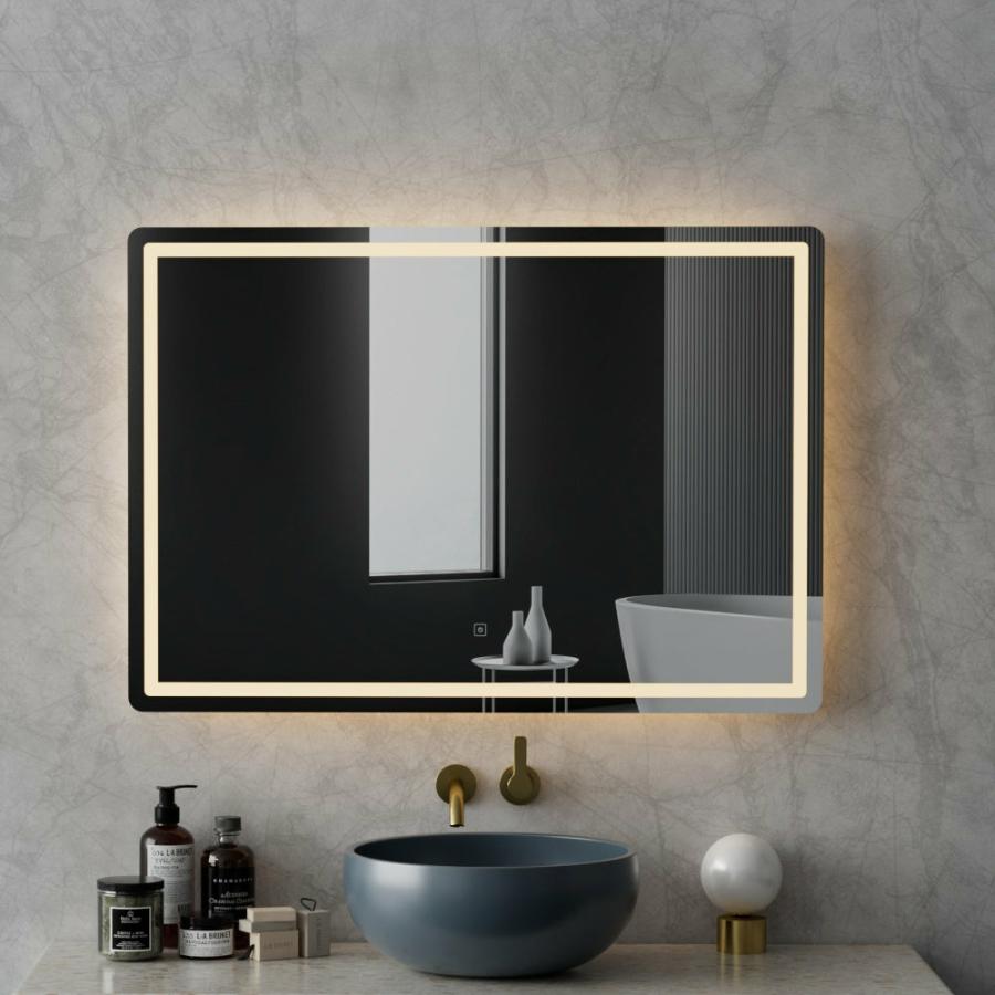 Mirrors |   Wall Mirror 100X70Cm With Led Light Bathroom Home Decor Round Rectangle Homeware Mirrors